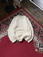 Vintage Arancrafts Ireland Cable Knit Wool Crewneck Sweater Fisherman Size M