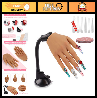 Acrylic Nail Practice Hand with 516 Fake Nails - Silicone Mannequin for Nail Art