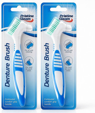 SOL 2Pk Denture Brush &ndash; Dual Angled Heads with Soft Bristles for Hard-To-Reach A
