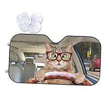 Fun Cute Cat Driving Car Front Windshield Sun Shade,Auto Onesize Style 6
