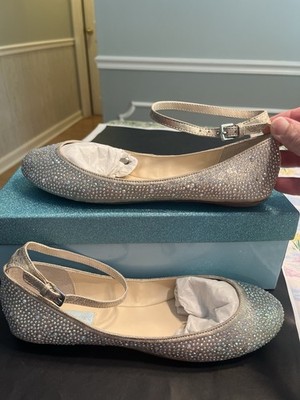 Betsey Johnson SB-JOY Rhinestones Ballet Flats Shoes Ankle Strap Women's 8.5 IOB