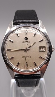 Vintage 1970s Roamer Stingray Roto 44 Date MST Automatic Watch 35mm Needs Repair