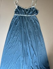 Vintage Vassarette Full Length Nightgown Blue Teal  Size 9