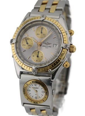 Breitling Chronomat UTC Stahl / 18k Gold Pilotarmband B13048 Herrenuhr Box