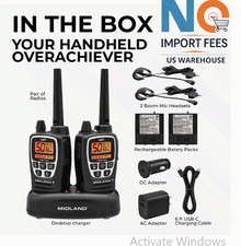 Midland GXT3000VP4 GMRS Walkie Talkie 2 Pack 5W 50Ch Repeater USB-C