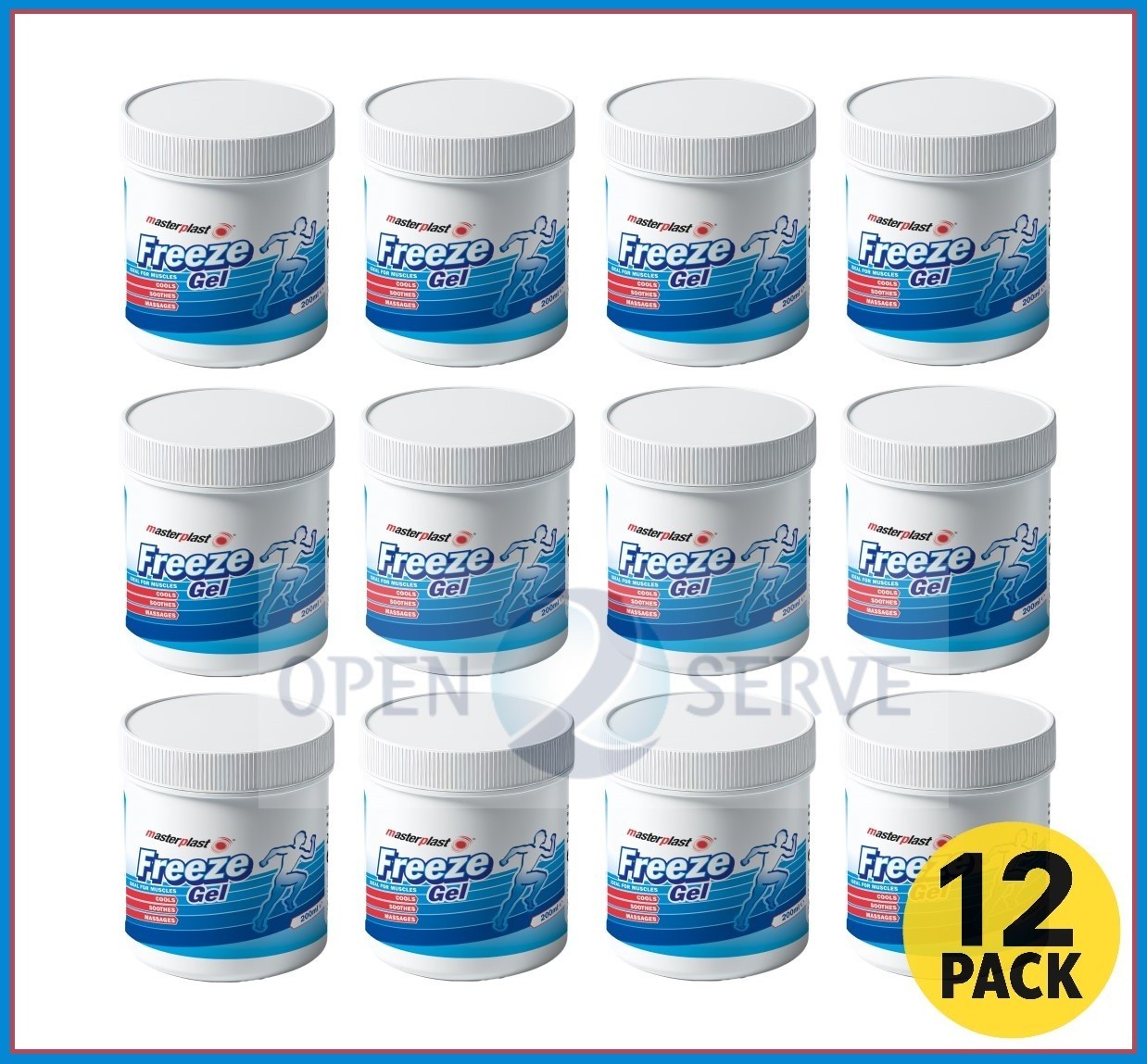 12x Masterplast Freeze Gel Soothes Cools Massages Aching Muscles Relief - 200ml