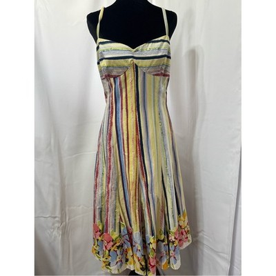 Suzi Chin Maggy Boutique Artsy Striped Floral Midi Dress Whimsigoth Garden 14