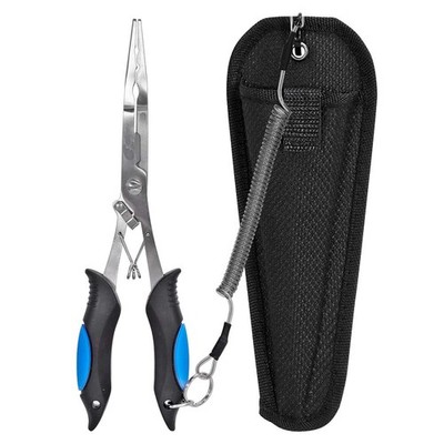 Fishing Pliers Stainless Steel Long Nose Hook Remover with Sheath and Lanyard fo
