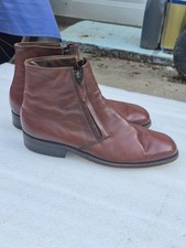 Allen Edmonds York Ostendo Dual Zippers Brown Leather Boots Size 8