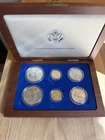 1986 U.S. Statue of Liberty Centennial six-coin set in cherry box, gold + silver