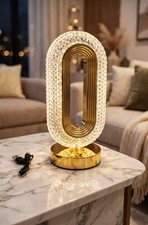 Modern LED Crystal Acrylic Wave Table Lamp Touch Control Rechargeable USB VGC
