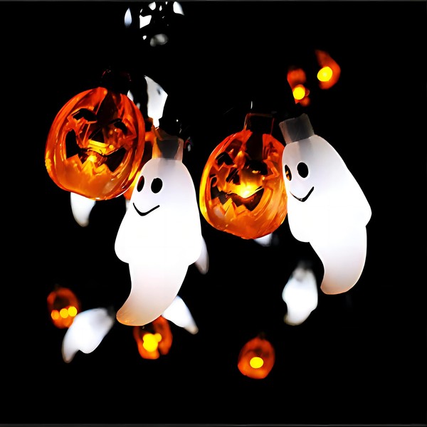 Halloween Lichterkette Geister KüRbis LED 8 Modi Innen AußEn Party 19,7M 30 Leds-image