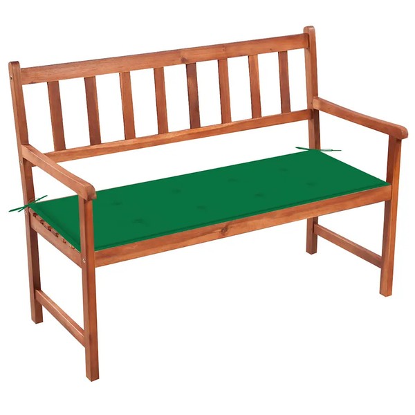 Massivholz Akazie Gartenbank Mit Auflage 120 Cm Sitzbank Terrasse Balkon-image