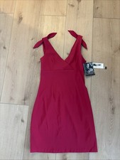 Vtg 90s Y2K Rampage Mini Dress Women S JR Size 5 Pink Bow Stretch Formal Pink