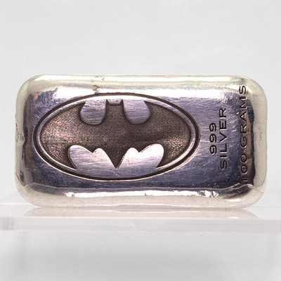 Zilveren Batman baar 100 gram puur zilver