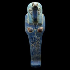 Egyptian Shabti Figurine Blue Faience Resin Replica Ancient Statue Home Decor