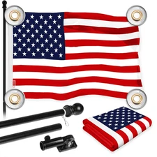 Combo Pack: 6 Ft Tangle Free Aluminum Spinning Flagpole (Black) & American