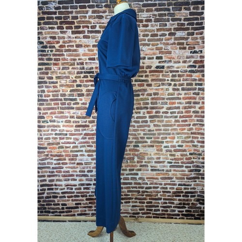 Vintage 70's Jumpsuit Blue Ladies Disco Collared Jumpsuit Pockets Small Medium - Picture 7 of 10