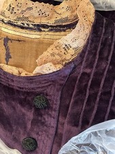 Victorian Edwardian Era Deep Purple Silk / Silk Cotton Velveteen Shirtwaist