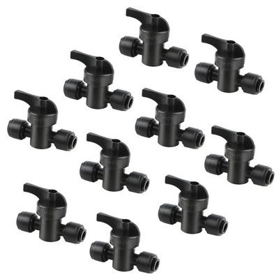 10 Pack 1/4'' Drip Irrigation Shut Off Valve - Quick Connect On/Off Control Va...