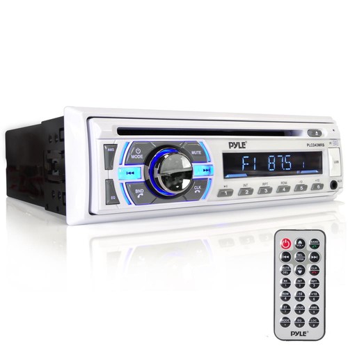 Pyle Marine Bluetooth CD Radio, 2x 8" + 2x 6.5" Blue LED Black Speaker, Antenna - Picture 2 of 5