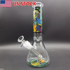 10" Glass Bong Abstract Style Dog Smoking Hookah Water Pipe Bubbler w/Bowl US