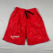 Nike Woven Electric Flow Shorts Large Boys Red Fleece Lined Drawstring Waist