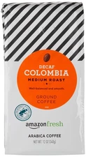 Amazon Fresh Decaf Colombia Ground Coffee, Medium Roast, 12 Ounce (Pack of 3) 