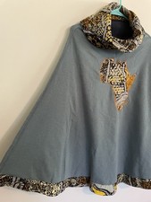 Beautiful One Of A Kind African Kenyan Poncho Warm Wrap Blue Pull-over