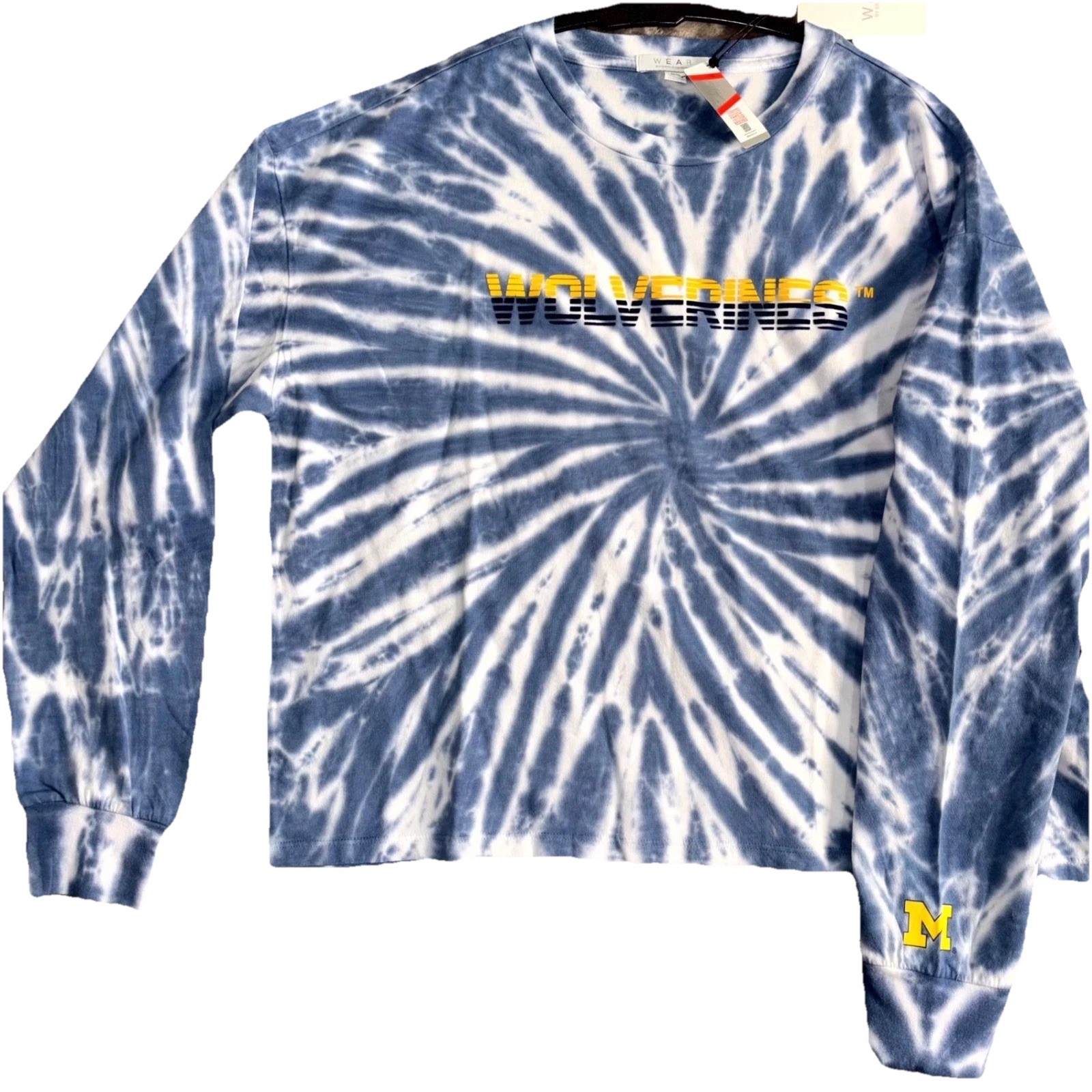 Michigan Wolverines Long Sleeve Crop Top Womens M WEAR by Erin Andrews NCAA