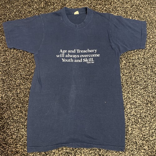 Vintage Mellow Mail Small T-Shirt “Quote Tee” Single Stitch Navy Made In USA Vtg