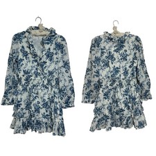Gap x LoveShackFancy Blue Floral Mini Dress Size L NWT Cotton Boho Preppy