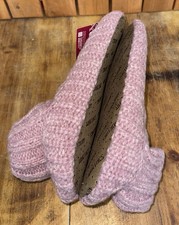 Muk Luks Sweater Knit Cuff Women s Slipper Socks Pink Sz L/XL