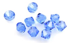25 PRECIOSA CRYSTAL BICONE BEADS SAPPHIRE 6MM
