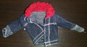 red fur denim jacket