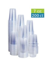 7 oz Clear Plastic Disposable Drinking Cups 200 count. 2 x 100 pack