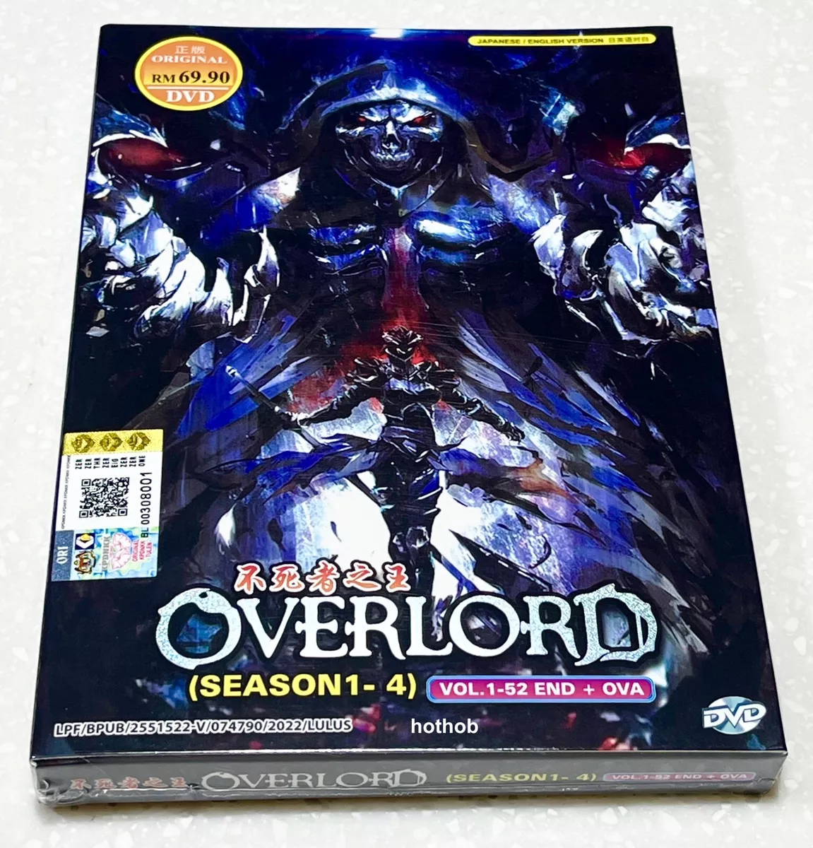 ENGLISH DUBBED OVERLORD Season 1-4 (Vol.1-52End + 2 Movies) DVD