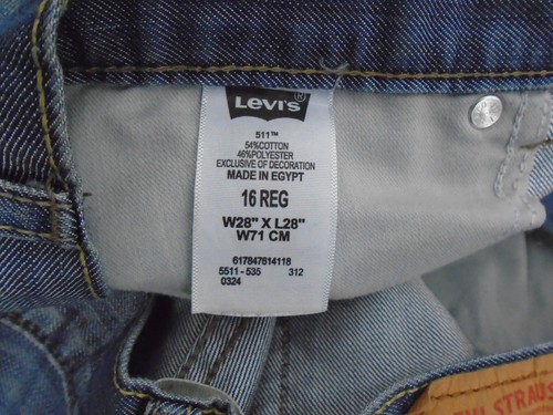 Levis 511 Boys Super Skinny Blue Jeans Sz 16 28 x 28 Cotton Blend 5 Pocket EUC - Picture 10 of 11