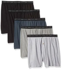 Hanes Men's 5-Pack Exposed Waistband Knit Boxers Assorted Sizes , Colors 