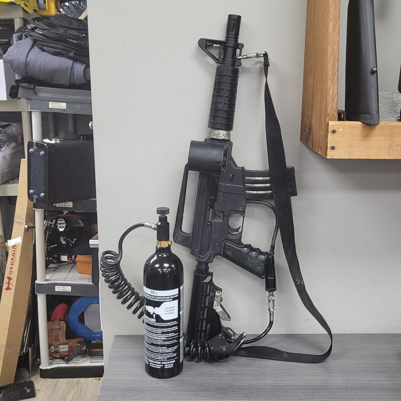 Tippmann Alpha Black Tactical Paintball Gun W TANK STRAP HOSE eBay