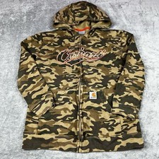 Carhartt Boys camo Tan and olive With Logo full zip hoodie Size S-8/10 EUC