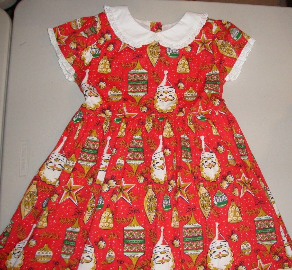 Olive Mae Retro Santa Ornaments Girls Christmas Dress 7/8 | eBay
