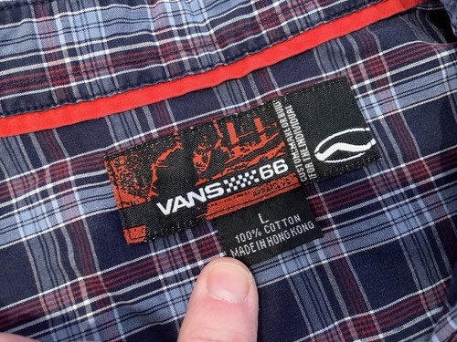 Vtg VANS 66 Off-The-Wall Vintage 90s Y2k Shirt Mens L Blue Red Check Plaid - Picture 3 of 5