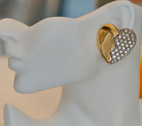 YSL | Yves Saint Laurent Vintage Ohrclips | Herzform | Swarovski Kristalle