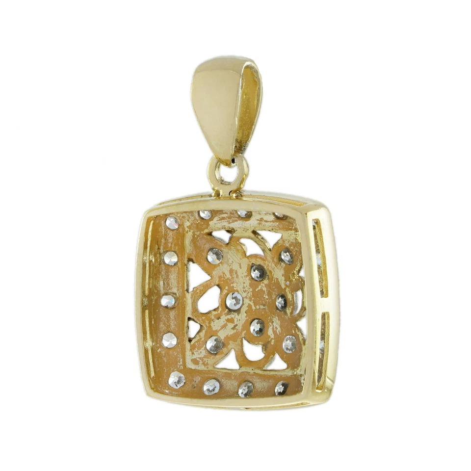 Квадратный кулон в винтажном стиле с цветочным кластером из 14-каратного двухцветного золота с бриллиантами - Изображение 4 из 4