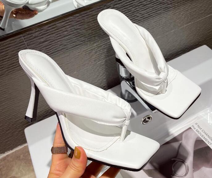 PANTOFOLA D’ORO Pantofole donna moda estate punta aperta colore puro perizoma sexy festa tacchi alti