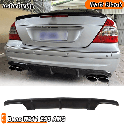 Labio difusor parachoques trasero negro mate para Benz clase E W211 E55 sedán 2003-06  - Imagen 1 de 12