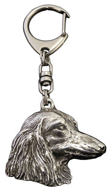 Dachshund Rough-Haired, Dackel, Teckel - Silver-Plated Keychain With Dog, Ha