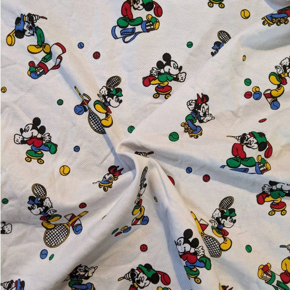 Vintage Mickey and Minnie Mouse Sports Themed Fabric One Sided Fleece Sweatshirt - Image 2 of 4