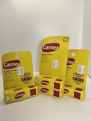 4 x Carmex Classic Click Stick Lip Balm SPF15 Moisturizing ~ .15 oz/4.25g NIP